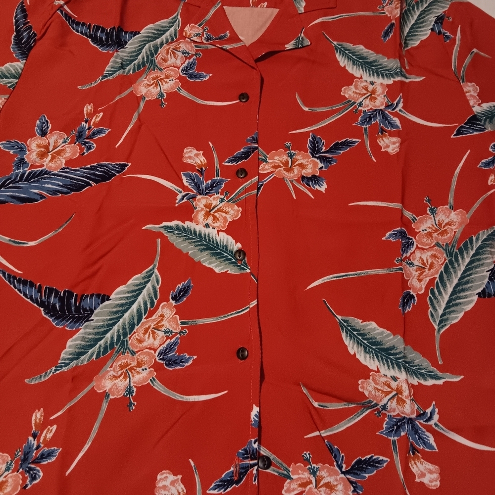 Tommy Bahama Red and Blue Casual Button Down Shirt - Picture 3 of 9
